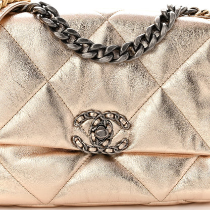 Chanel Metallic Lambskin Quilted Medium Chanel 19 Flap Gold 8 of 10