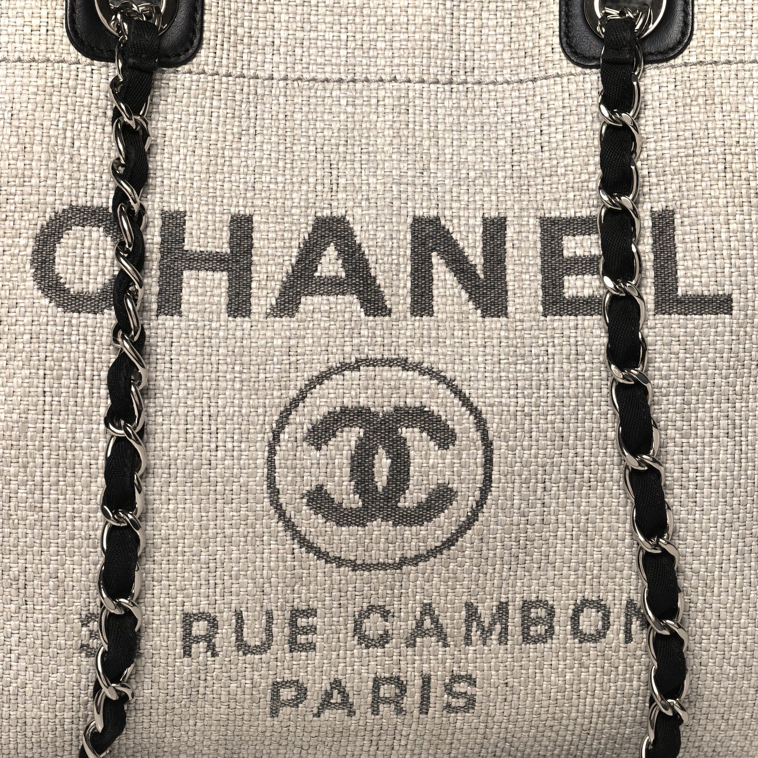 Chanel Woven Straw Raffia Medium Deauville Tote Grey 8 of 12