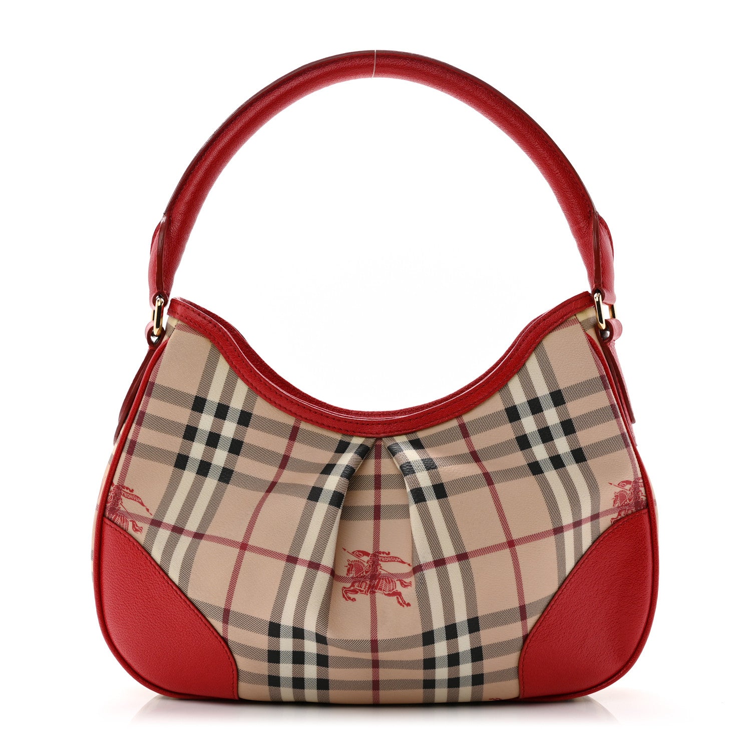 Burberry Haymarket Check Small Hernville Hobo Red 1 of 11