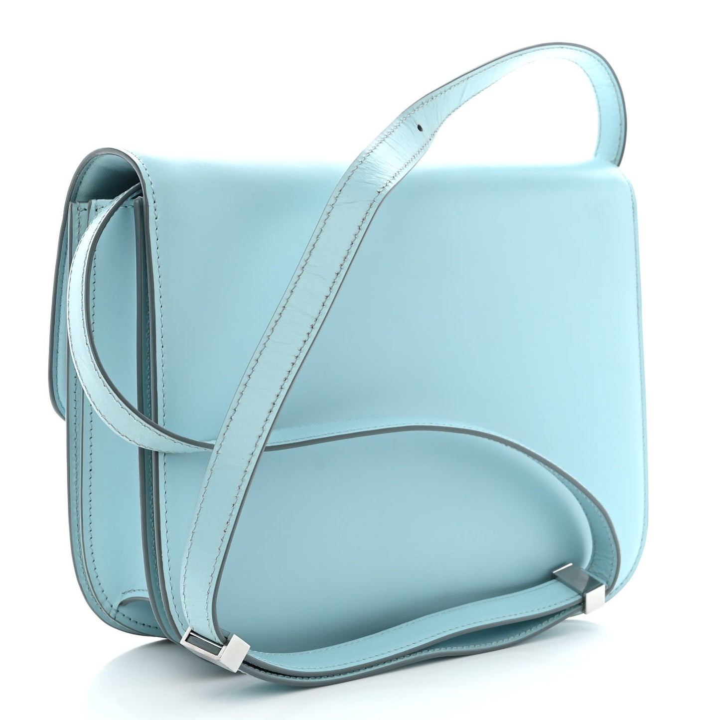 Box Calfskin Medium Classic Box Flap Bag Light Blue