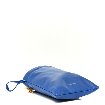 Saint Laurent Lambskin Paris Drawstring Pouch Bleu Majorelle 4 of 10