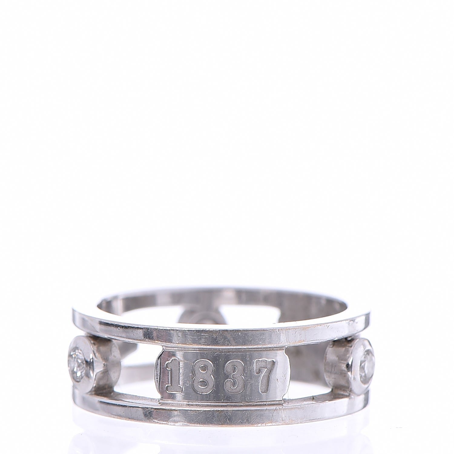 Tiffany 18K White Gold Diamond 1837 Ring 53 6.25 4 of 6