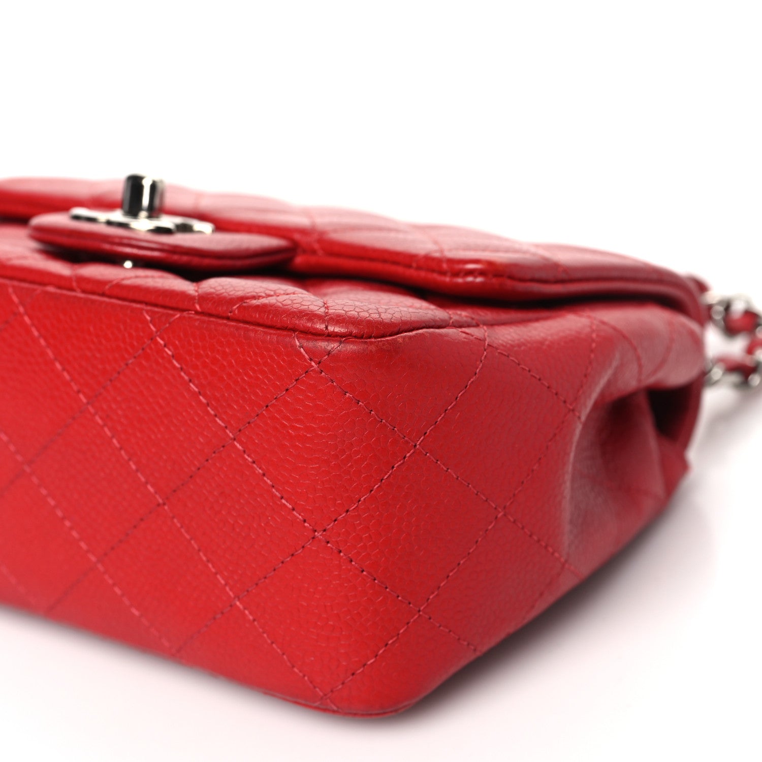 Chanel Caviar Quilted Mini Square Flap Red 10 of 12