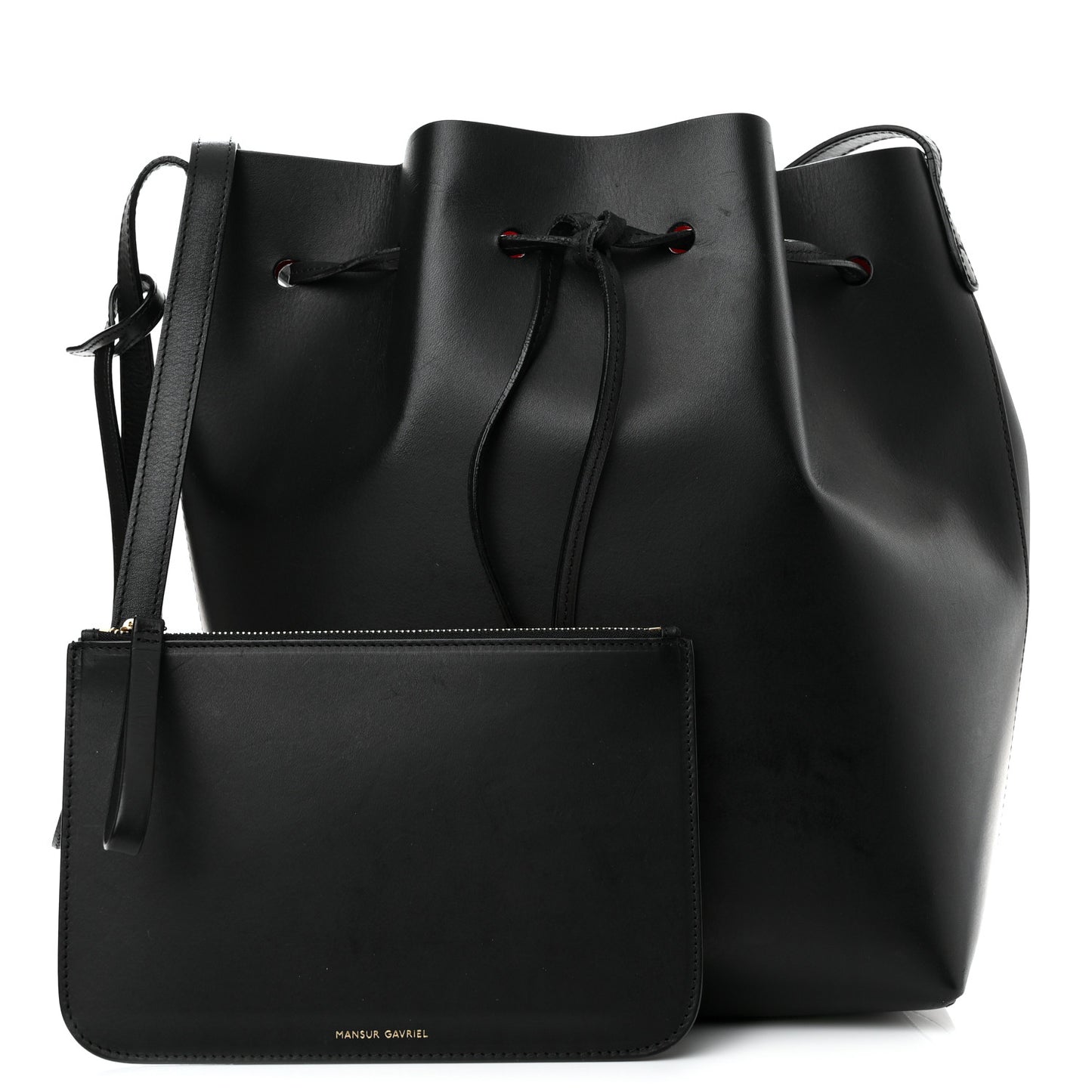 Vegetable Tanned Calfskin Bucket Bag Black Flamma