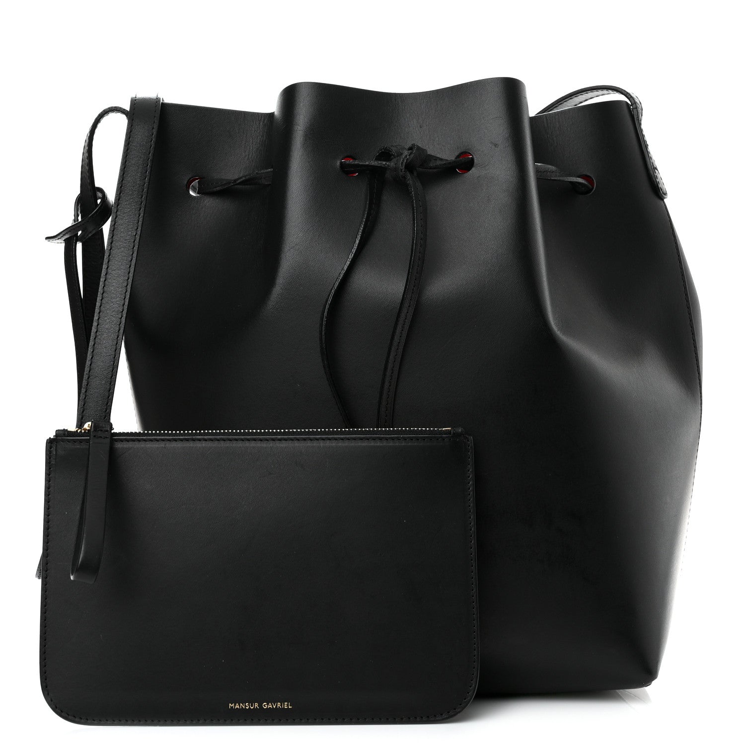 Mansur Gavriel Vegetable Tanned Calfskin Bucket Bag Black Flamma 1 of 15
