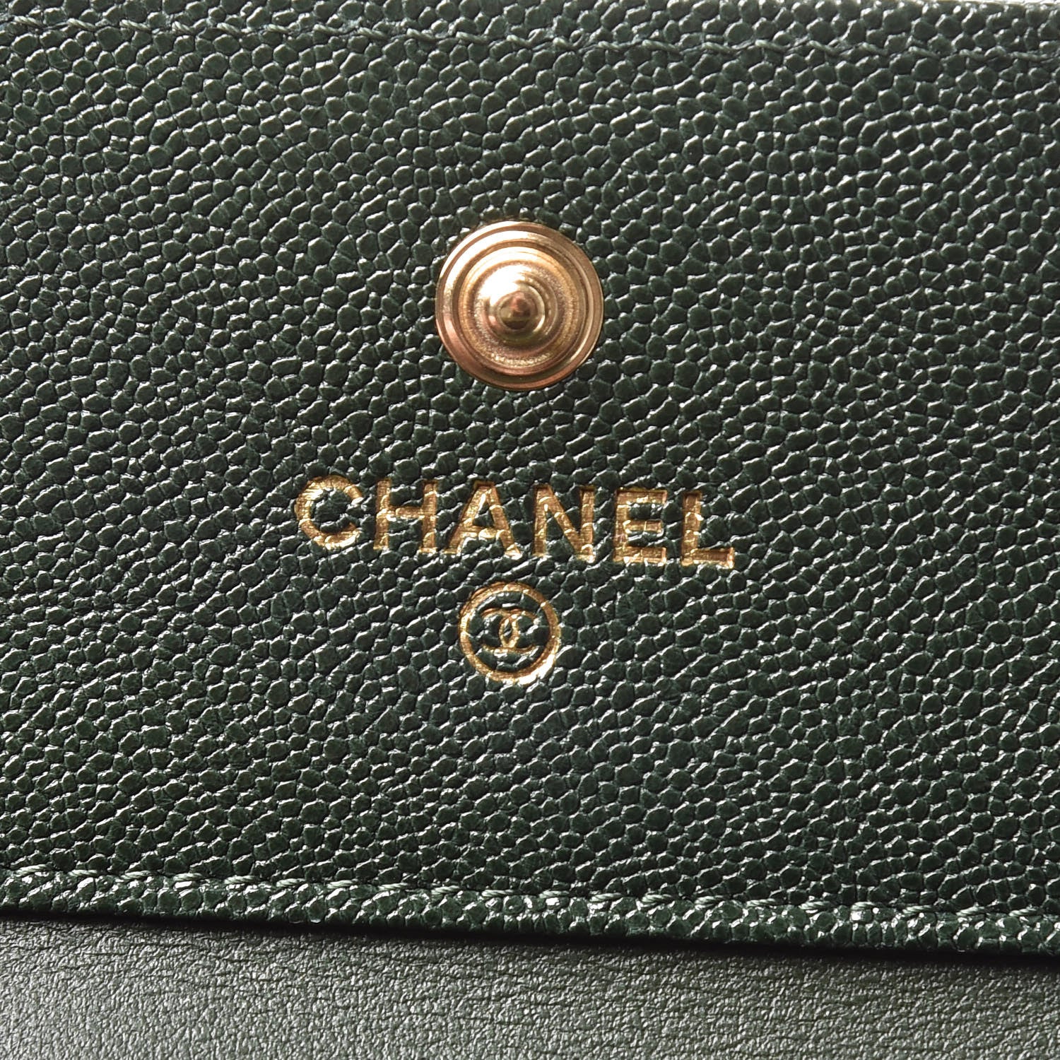 Chanel Caviar Chevron Quilted Boy Compact Wallet Dark Green 8 of 12