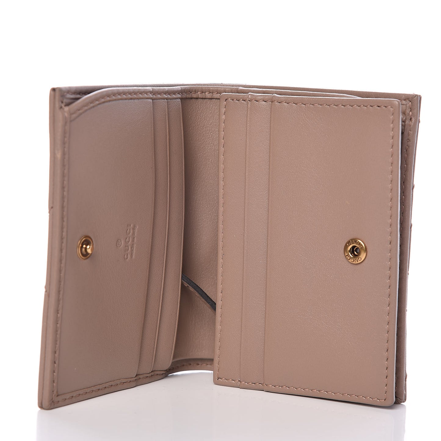 Calfskin Matelasse GG Marmont Card Case Wallet Porcelain Rose