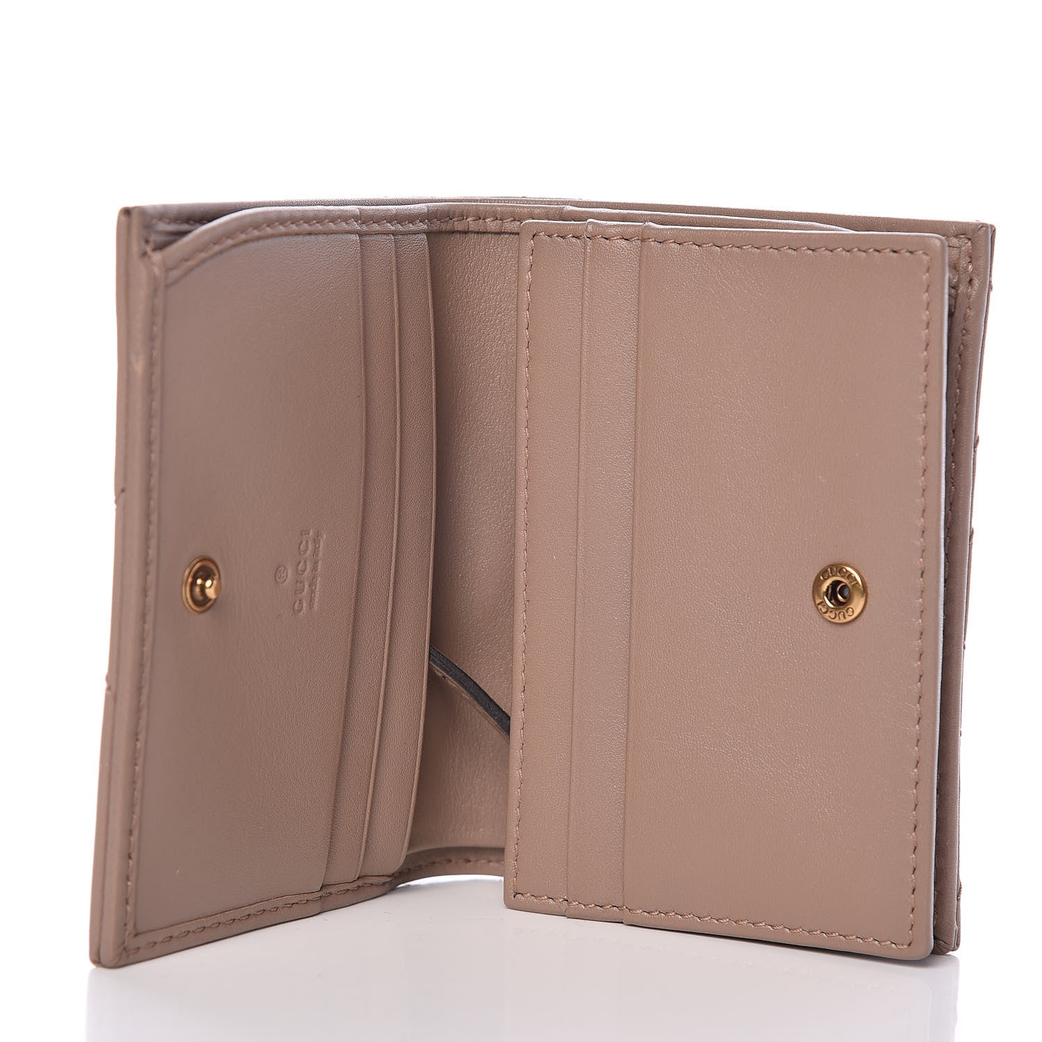 Gucci Calfskin Matelasse GG Marmont Card Case Wallet Porcelain Rose 5 of 7