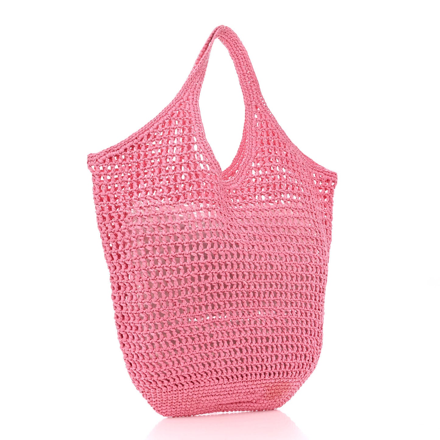 Yarn Raffia Effect Crochet Logo Embroidered Shopping Tote Bag Petalo