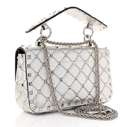 Valentino Garavani Metallic Nappa Small Rockstud Spike Shoulder Bag Silver 3 of 9