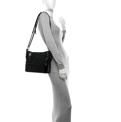 Chanel Patent Goatskin Quilted Medium Gabrielle Hobo Black 2 of 13