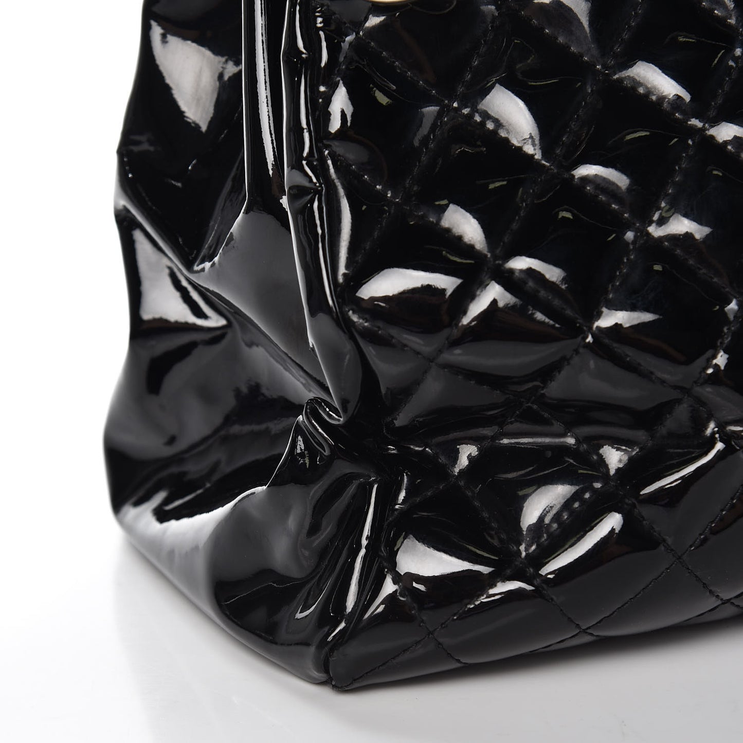 Patent Quilted Large Just Mademoiselle Bowling Bag Black