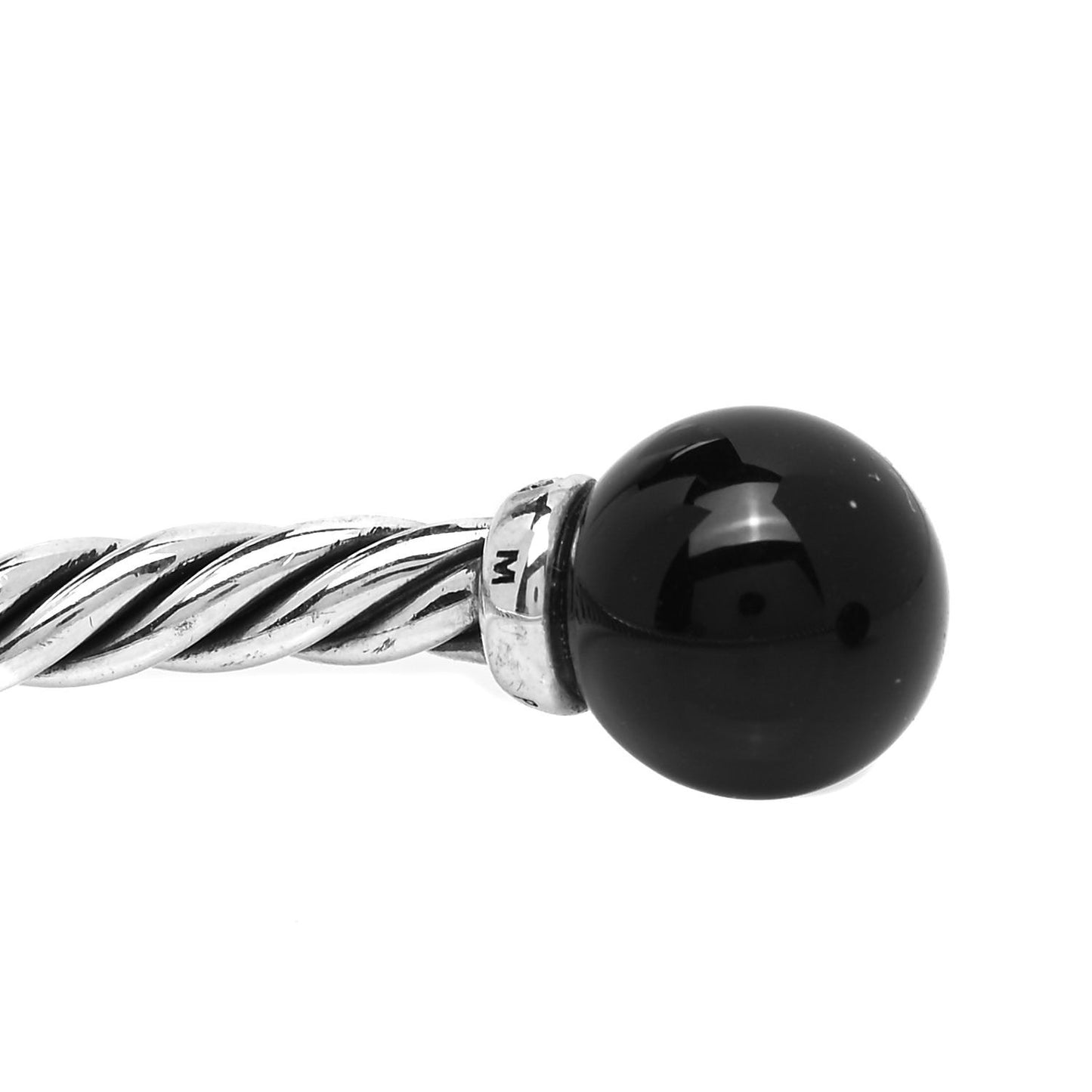 Sterling Silver Diamond Onyx 9mm Solari Bracelet