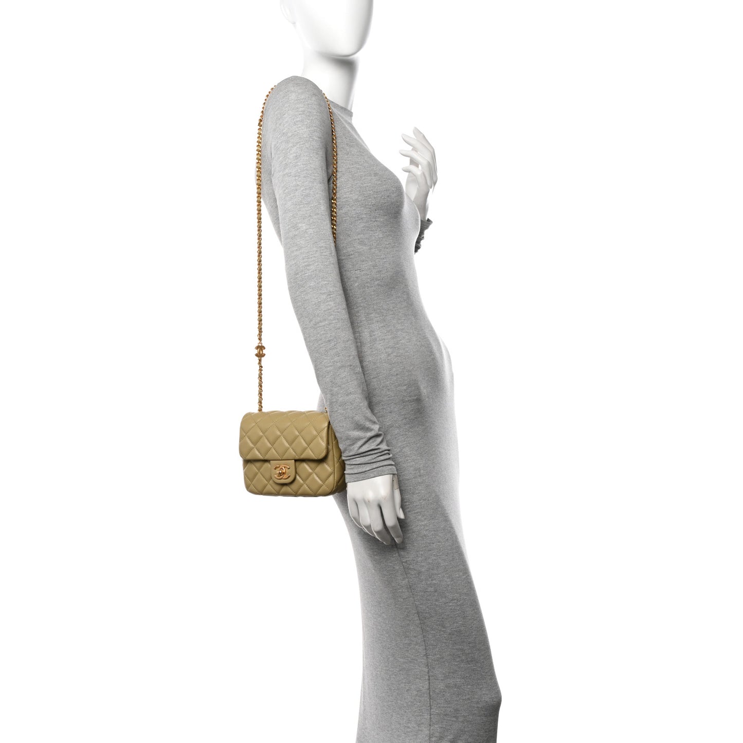 Lambskin Enamel Quilted Mini Coco Hearts Square Flap Light Green