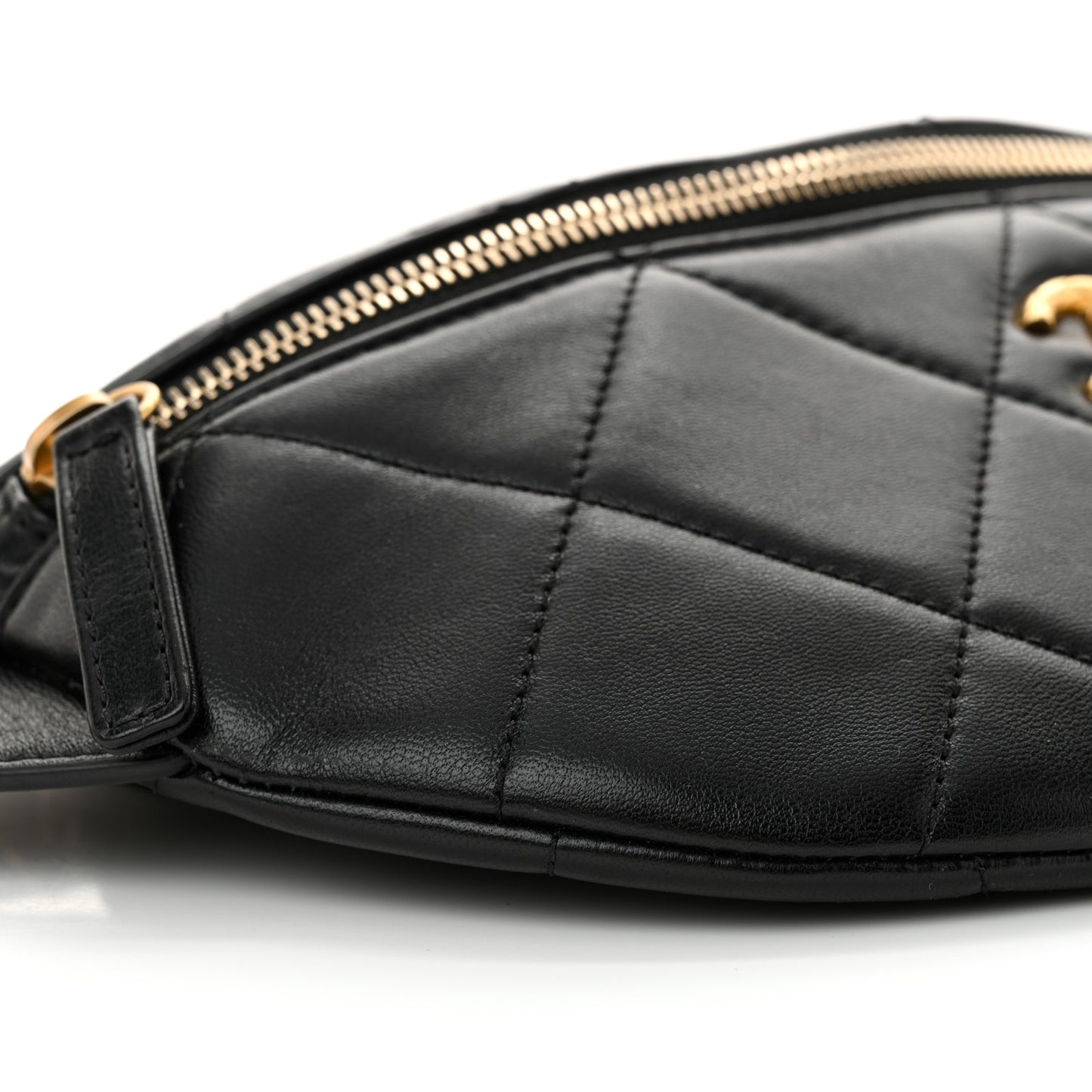 Lambskin Enamel Quilted Waist Bag Black