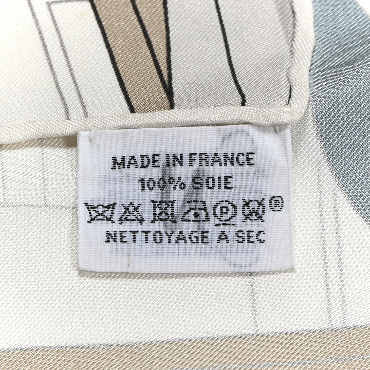 Hermes Silk Mystere Au 24 Faubourg Scarf 90 Mastic Rose Poudre Gris Bleu 2 of 3