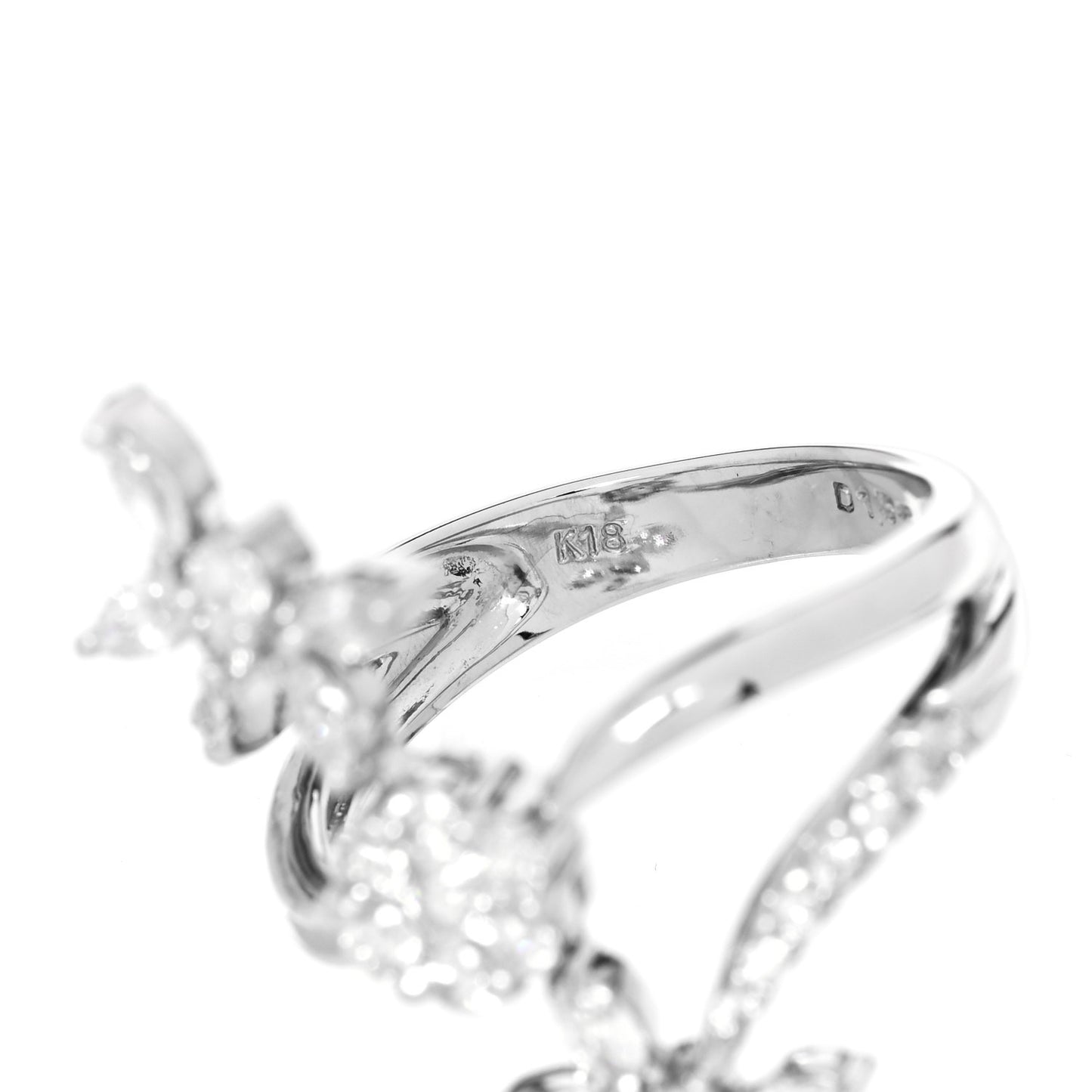 18K White Gold Diamond 1.35ctw Floral Butterfly Ring  56 7.5