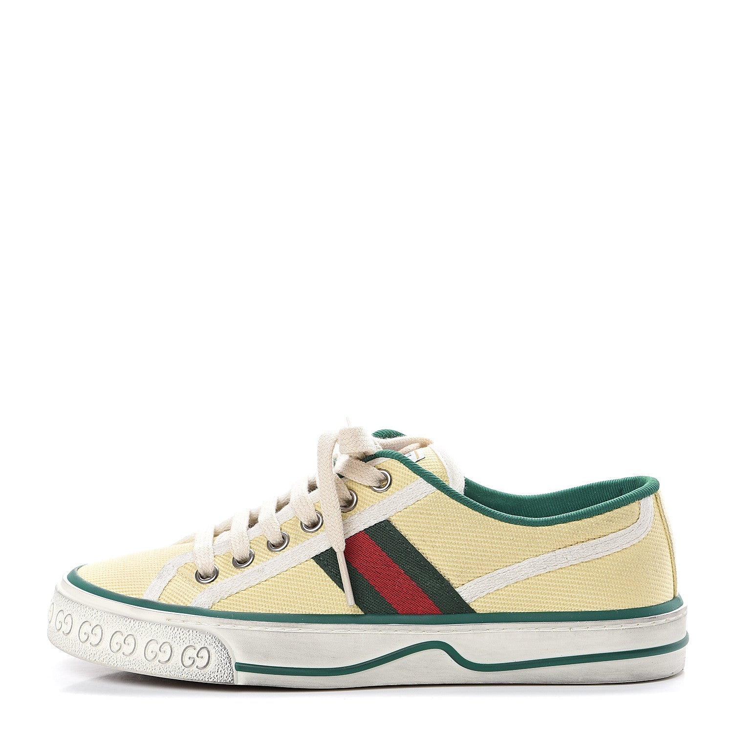Gucci Canvas Web Womens 1977 Tennis Sneakers 35.5 Burro Mystic White 1 of 12