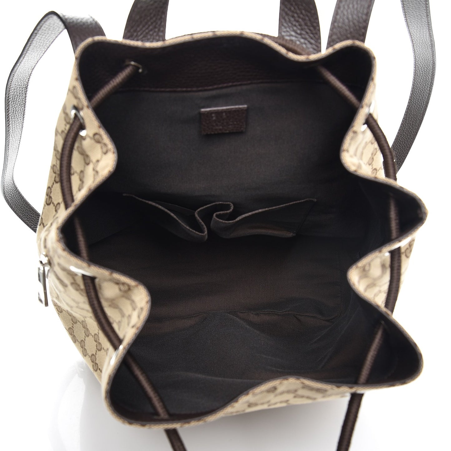 Monogram Dollar Calfskin O Drawstring Backpack Beige Ebony Testa di Moro Dark Chocolate