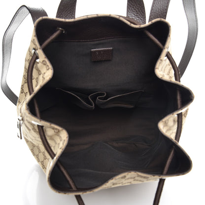 Gucci Monogram Dollar Calfskin O Drawstring Backpack Beige Ebony Testa di Moro Dark Chocolate 5 of 8