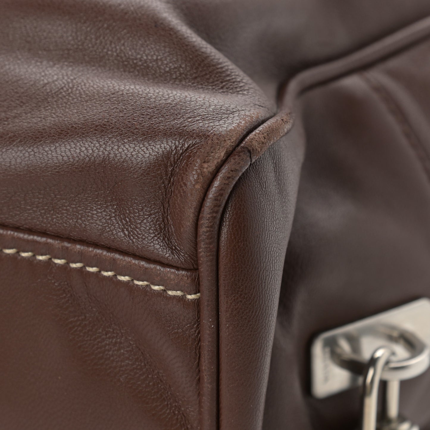 Soft Calfskin Satchel Brown