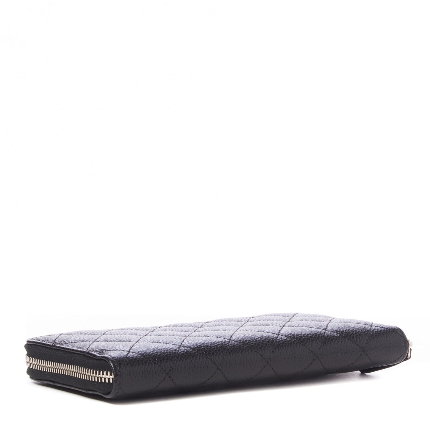 Caviar Quilted Large Gusset Zip Around Wallet Black