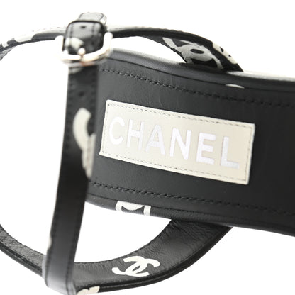 Chanel Lambskin Printed CC Sandals 38 Black White 7 of 9