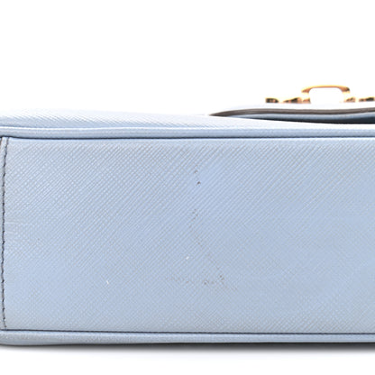 Salvatore Ferragamo Printed Calfskin Rory Chain Shoulder Bag Light Blue 9 of 11