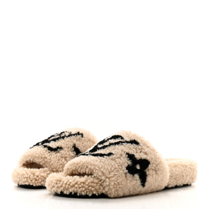 Louis Vuitton Shearling Bom Dia Flate Mules 38 Beige 3 of 9