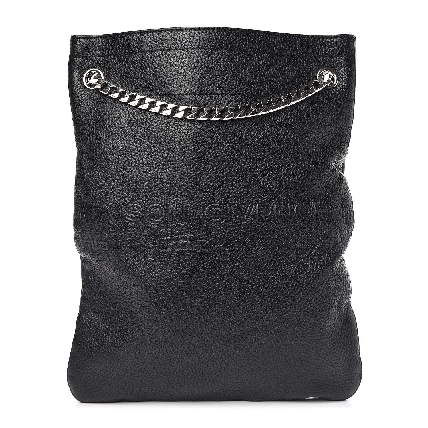 Givenchy Pebbled Calfskin Large HDG Flat Tote Black 1 of 10