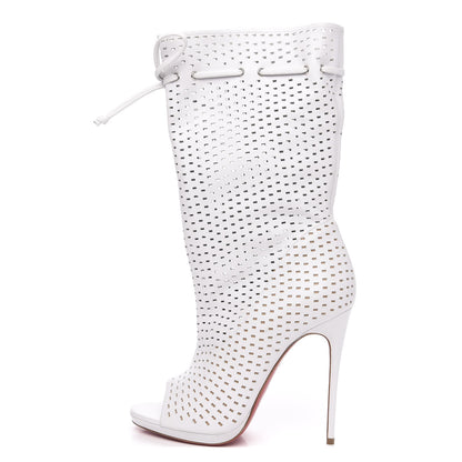 Christian Louboutin Perforated Nappa Suede Jennifer 120 Boots 37 White 1 of 8
