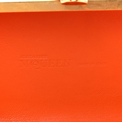 Alexander McQueen Suede Crystal Britannia Skull Box Clutch Orange 6 of 14