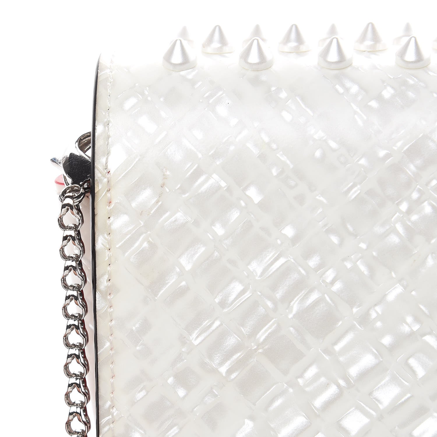 Christian Louboutin Patent Spikes Paloma Clutch White 16 of 16