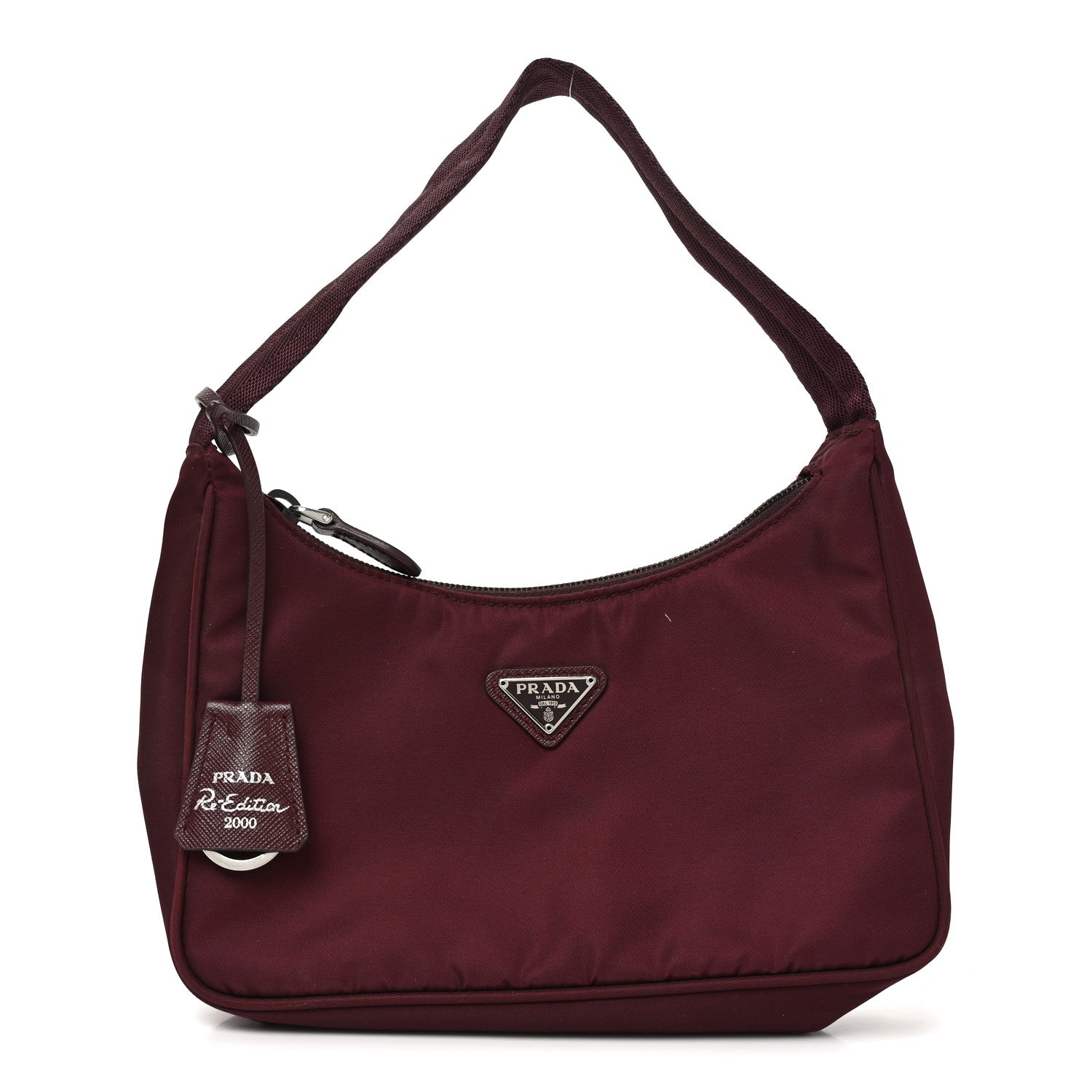 Prada Tessuto Nylon Saffiano Mini Re-Edition 2005 Bag Bordeaux 1 of 9