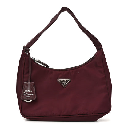 Prada Tessuto Nylon Saffiano Mini Re-Edition 2005 Bag Bordeaux 1 of 9