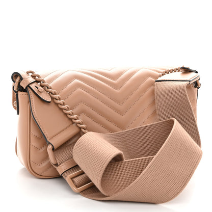 Gucci Calfskin Matelasse Monochrome GG Marmont Crossbody Shoulder Bag Camelia Winter Rose 3 of 9