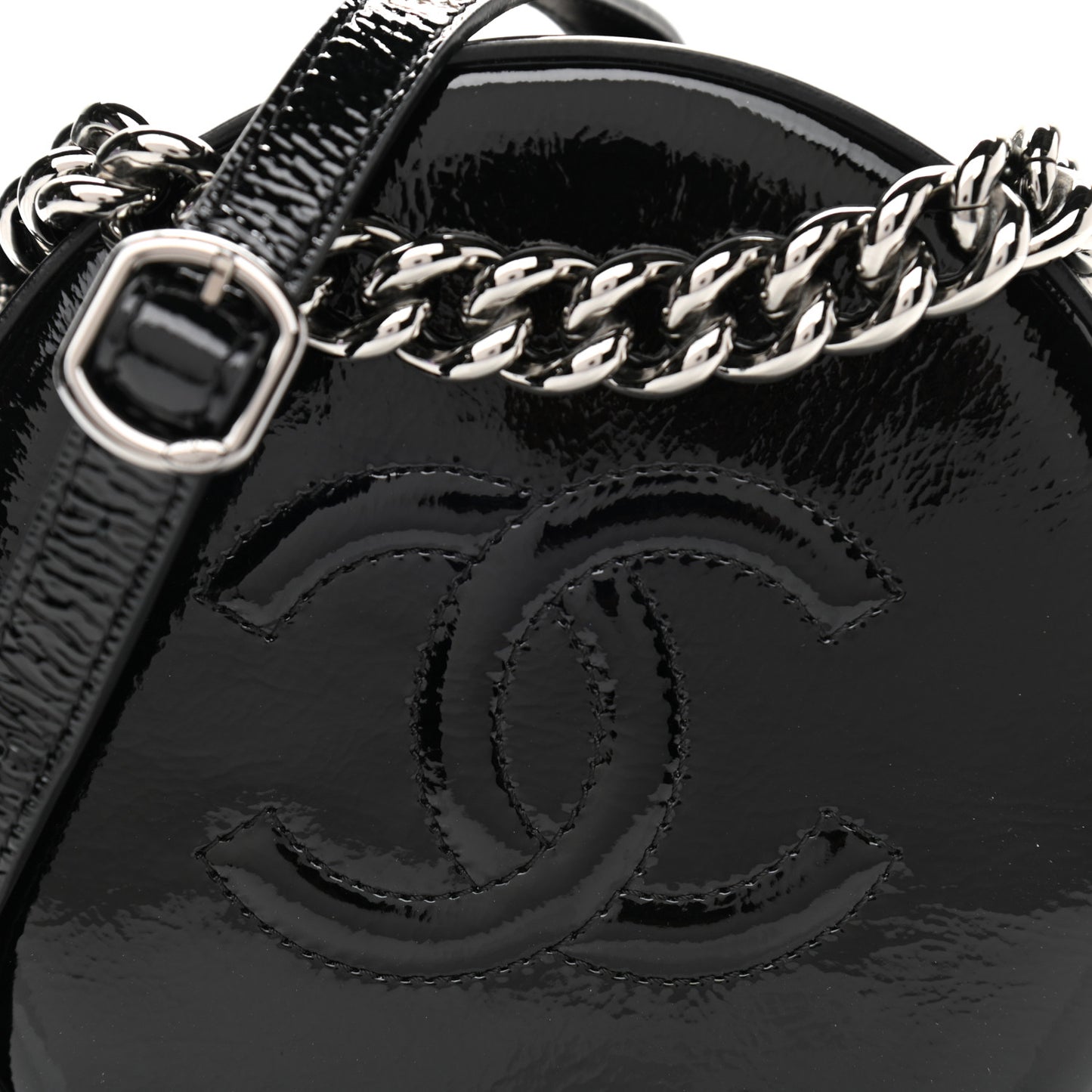 Patent Round As Earth Evening Bag Black