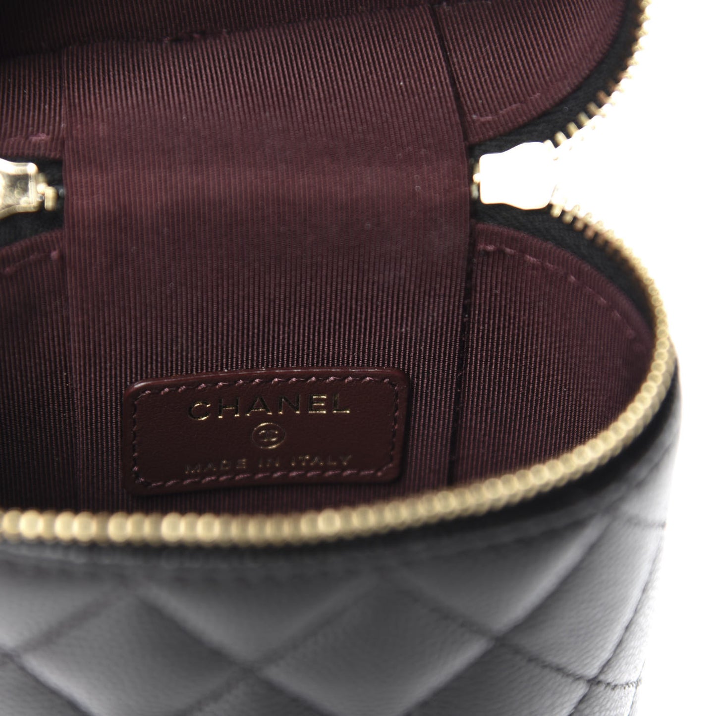 Caviar Quilted Phone Holder With Chain Black