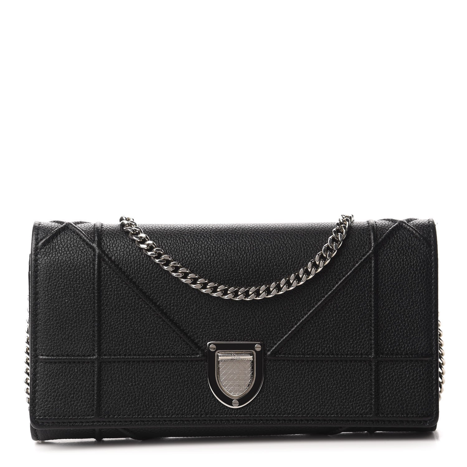 Christian Dior Grained Calfskin Diorama Croisiere Chain Wallet Black 1 of 12