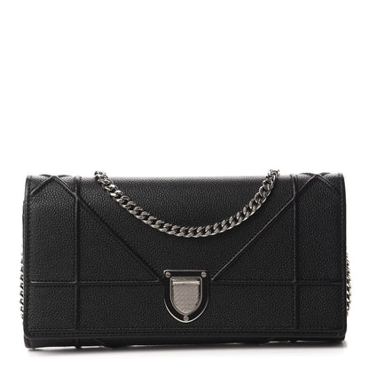 Christian Dior Grained Calfskin Diorama Croisiere Chain Wallet Black 1 of 12