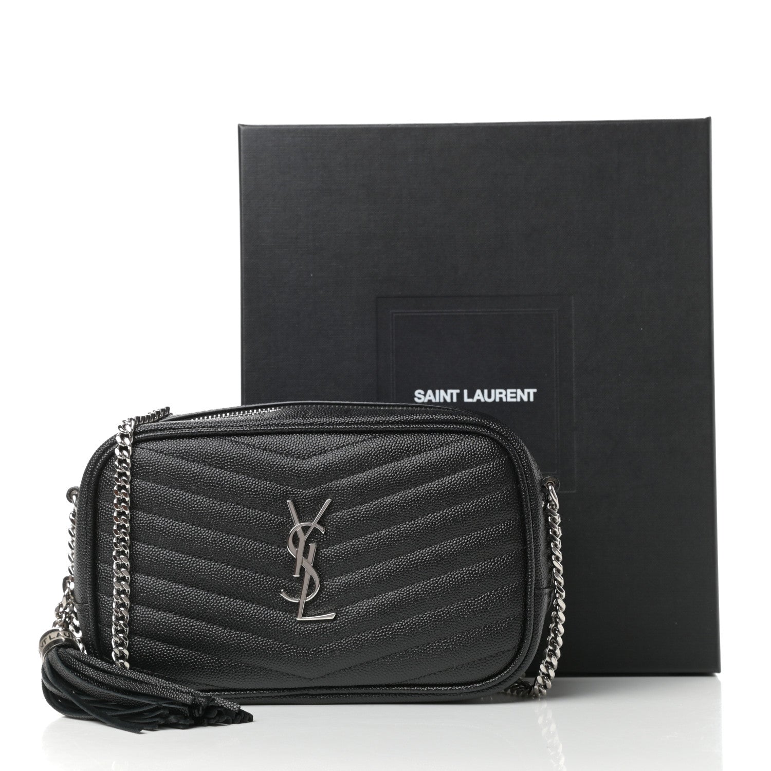 Saint Laurent Grain De Poudre Matelasse Monogram Mini Lou Camera Bag Black 11 of 11
