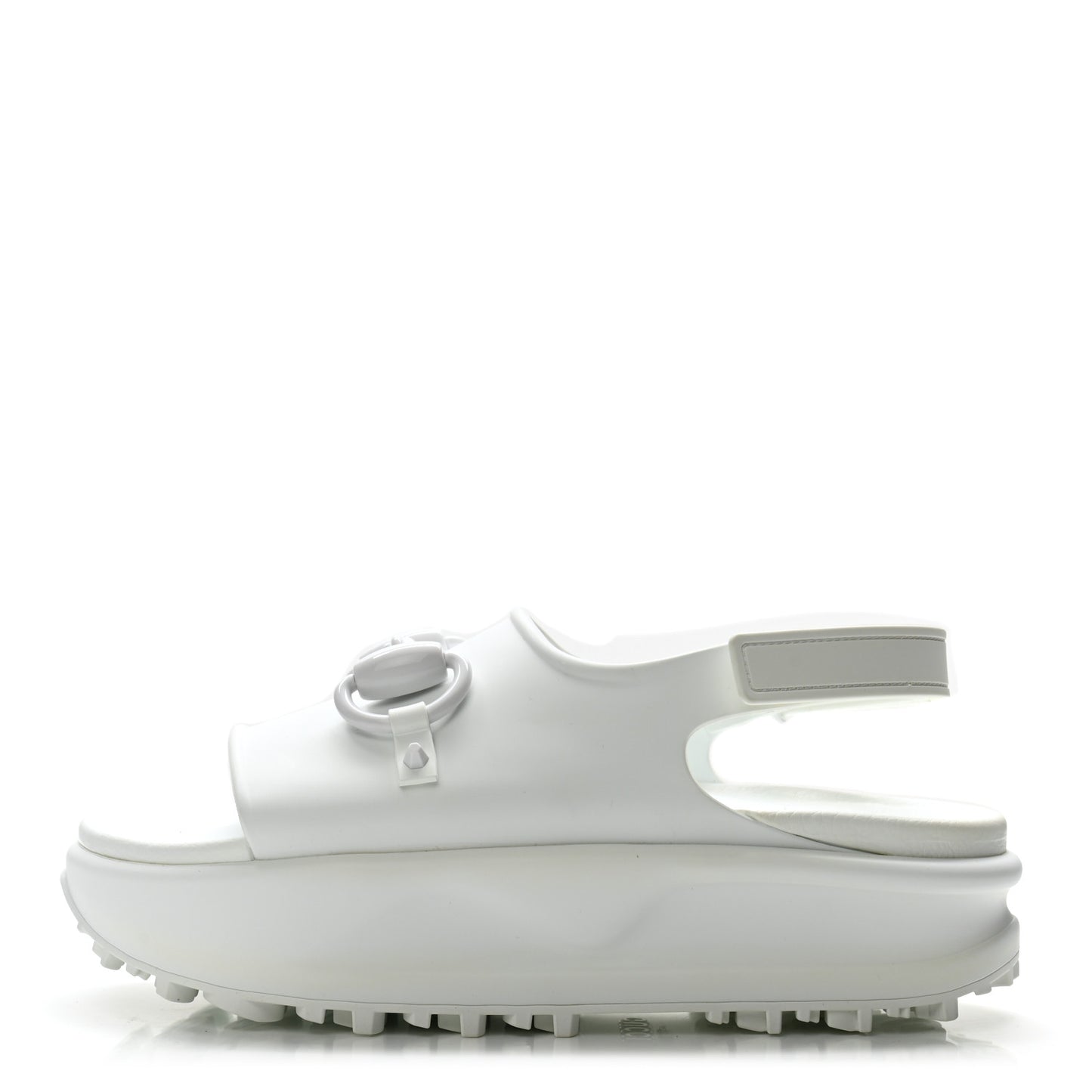 Soft Rubber Horsebit Touch Womens Strapped Sandals 38 Great White