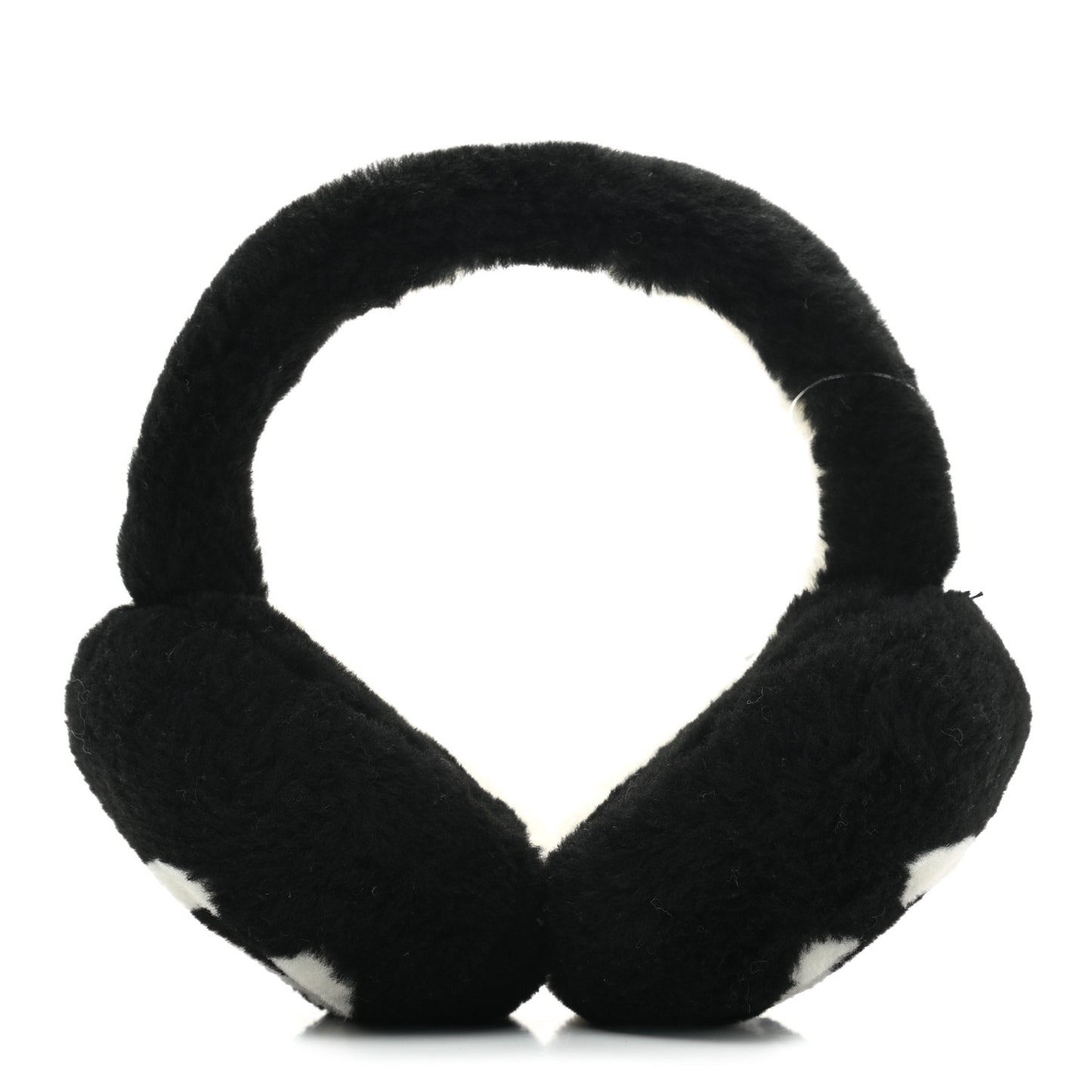 Shearling CC Bi-Color Ear Muffs White Black