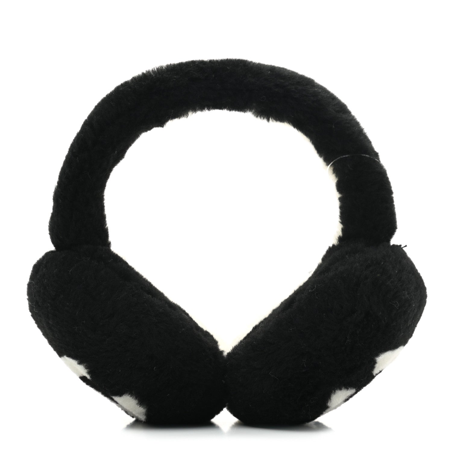 Chanel Shearling CC Bi-Color Ear Muffs White Black 1 of 5