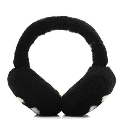 Chanel Shearling CC Bi-Color Ear Muffs White Black 1 of 5