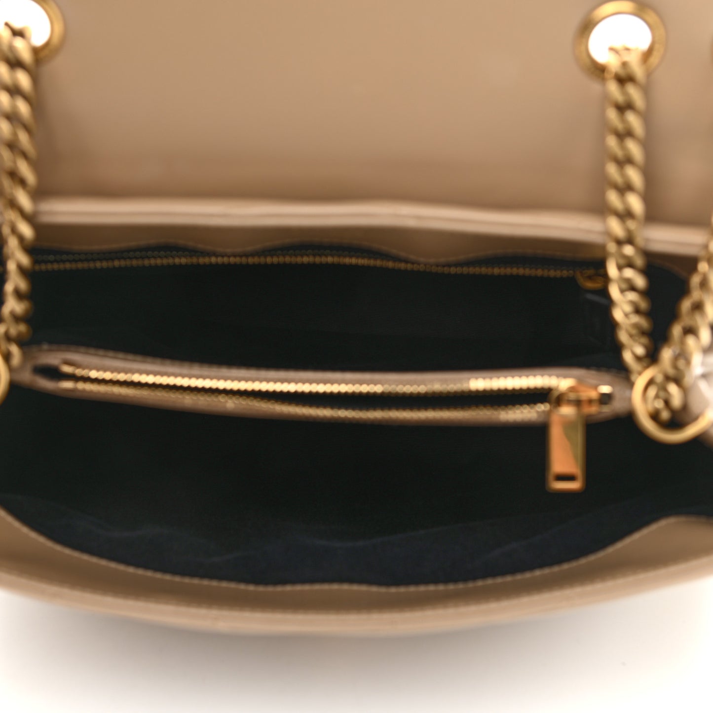 Calfskin Y Quilted Monogram Medium Loulou Chain Satchel Dark Beige
