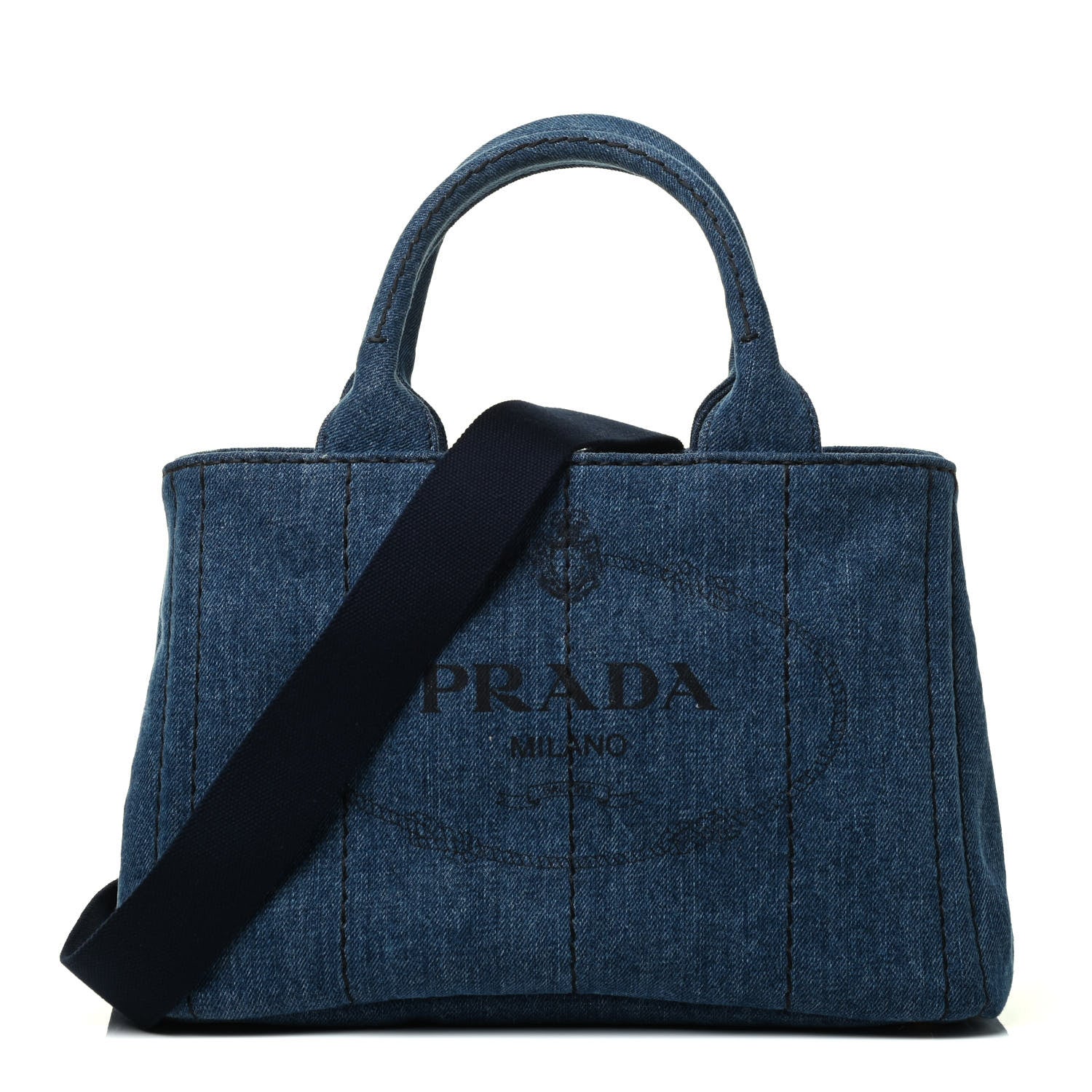 Prada Denim Small Logo Tote Bleu 1 of 4