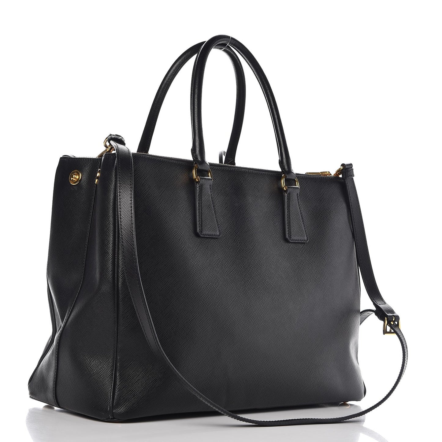 Saffiano Large Galleria Double Zip Tote Black