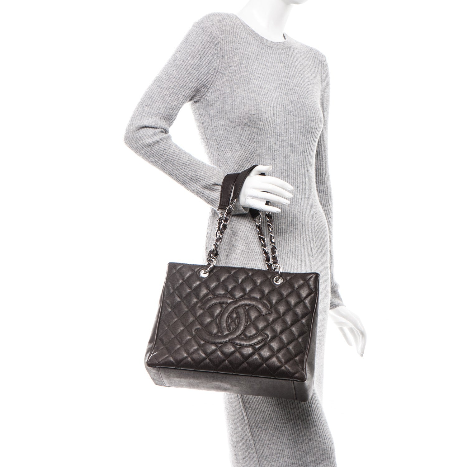 Chanel Caviar Quilted Grand Shopping Tote GST Brown 2 of 7