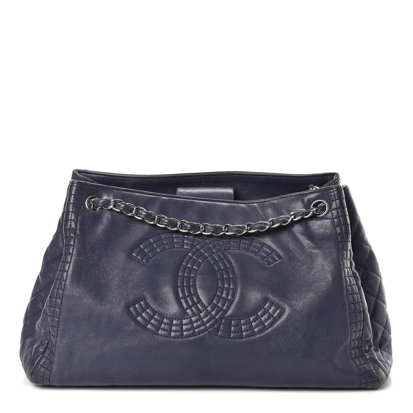 Calfskin Coco Bengal Open Accordion Tote Blue